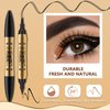 1 Pcs Microblading Eyebrow Pencil 2-in-1 Dual-ended Eyebrow Pen 3-Prong Micro-Fork Tip Applicator & Precision Brush Tip Brow Pencil Waterproof Stay on All-day Makeup for Natural Eyebrow, Black