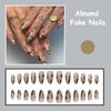 MISUD Press on Nails Medium Almond Fake Nails Glossy Glue on Nails Gold Chrome Acrylic Nails Stiletto Artificial Nails Swirl Star Sun Stick on False Nails with Design 24 pcs