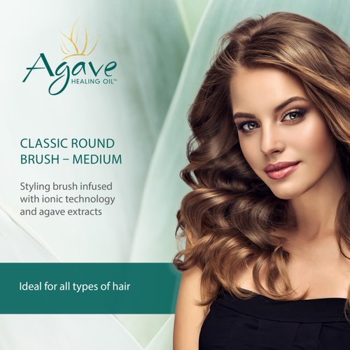 Agave Classic Round Brush, Medium, Professional Ionic Technology Styling Brush