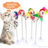 KABB 3 Pcs Cat Toy Spring Toy Elastic Spring Mouse Feather Plush Interactive Intelligence Toys with Sucking, Random Color