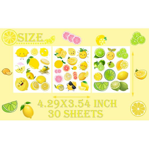 BignzwUra 370 PCS Lemon Cutie Themed Tattoos Temporary Stickers- Yellow Lemon Lime Baby Shower Birthday Party Favors Supplies Decorations Goodie Bag Tattoos Temporary(30 Sheets)
