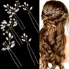 5 Pieces Bride Hair Pins Rhinestone Bridal Hair Piece for Women Crystal Hair Accessories for Bride Bridesmaids Flower Girls(Gold)