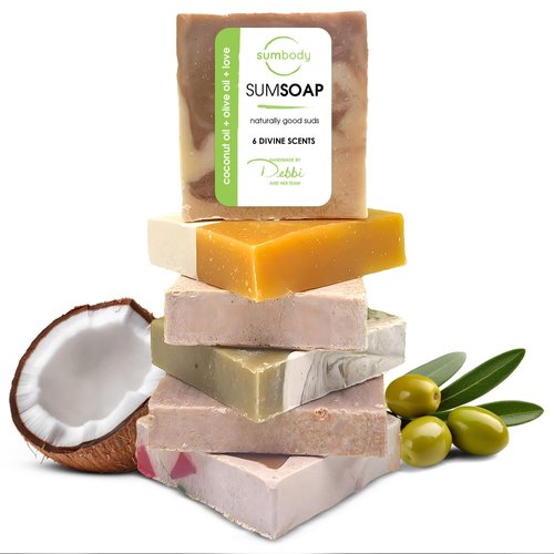 Sumbody Handmade Soap Bar Heavenly Hydration - (6 Pack) Hydrating Bath Soap Bars for Dry Skin, Moisturizing Bar Soap for Face, Hands and Body, Bath Gift Set Natural Soap for Men & Women, Made in USA