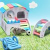 3 Pieces Fun Hamster Toys Guinea Pig Hideout Include PVC Hamster House, Rainbow Bridge, Hamster Seesaw Toy DIY Exercise Play Toys for Small Hamsters (Rainbow Color, Small)