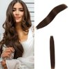 VADES Invisible Tape In Hair Extensions Remy Human Hair #2 Chocolate Brown 12 Inch Extensions 100% Real Human Hair 20 Pieces 40 Grams Straight Seamless Skin Weft Extensions