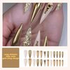 BABALAL Black Press on Nails Long Stiletto Fake Nails French Tip Stick on Nails Luxury Rhinestone Bling Design Acrylic Nails 24Pcs Matte Squoval False Nails