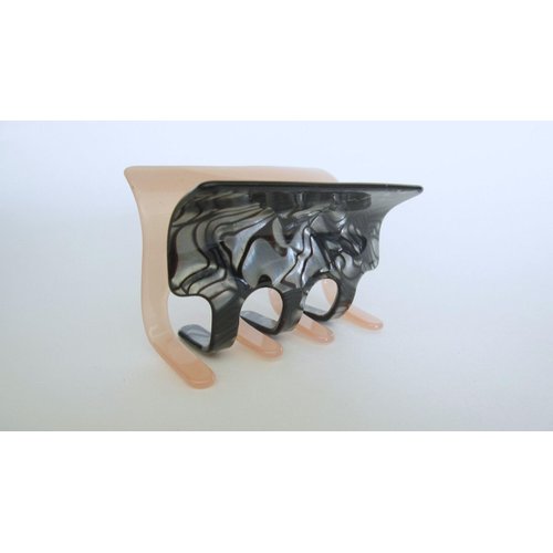 Generic One side abalone sea shell effect one side peach hair claw clamp clip