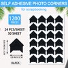 1200 Pcs Photo Corners Self Adhesive Black Photo Corners for Scrapbooking and Stamping Supplies DIY Scrapbook Stickers Album Diary Personal Journal Diary Organizer Christmas Memory Book Picture Corner