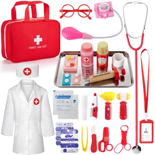 XZZO Doctor Kit for Kids, 36 Pcs Pretend Kids Doctor Playset kit for Toddlers 3-5 with Medical Bag & Real Stethoscope ,toddler doctor play set for Boys and Girls Fun Role Playing Game Doctor Play Gift