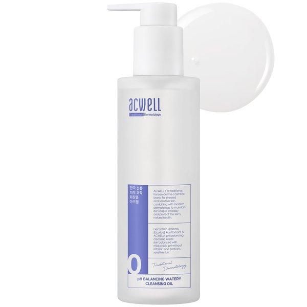 ACWELL pH Balancing Watery Cleansing Oil Facial Cleanser 6.76 fl.oz. - Makeup Cleansing Water Oil for Sensitive Skin, Lightweight Watery Oil Formula, Tea Tree Leaf Extract, Gentle Blackhead Cleanser