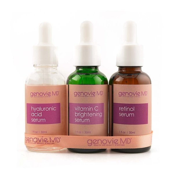 Genovie MD Skin Renewal Serum Set for Face with Vitamin C Serum, Hyaluronic Serum, and Retinol Serum, Face Serums for Firming, & Hydrating with Anti-aging Properties for Women