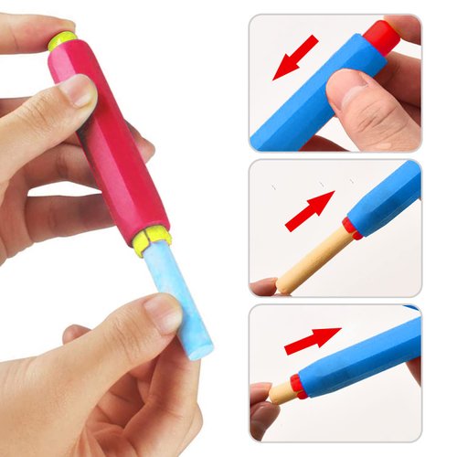 5 Pieces Colorful Plastic Chalk Holders，Blackboard Adjustable Set for Teachers Kids School Office Drawing Board，It protects your hands from direct contact with chalk, 5 Count (Pack of 1)