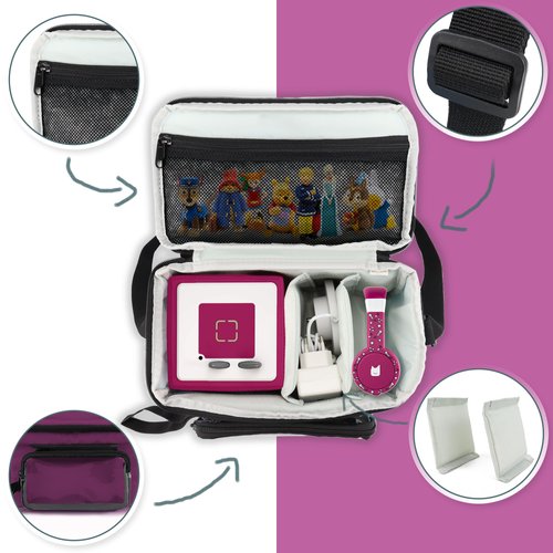 Bag for Toniebox, Purple Carrying Case with Transparent Bag for Creative Tonies Figures Storage Transport, Shoulder Bag with Removable Compartments for Toniebox Starter Set