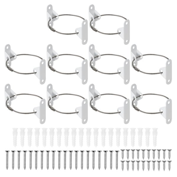 MECCANIXITY 8" Furniture Anchors, 10 Sets Anti Tip Furniture Anchors Stainless Steel Furniture Securing Wall Anchors for Earthquake Straps Home Safety, White