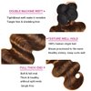 UNice Ombre Brown Highlight Body Wave Human Hair Weave 1 bundle 18 inch, Brazilian Remy Hair Dark Root Blonde Human Hair Weaves Extension Piano Color TFB30