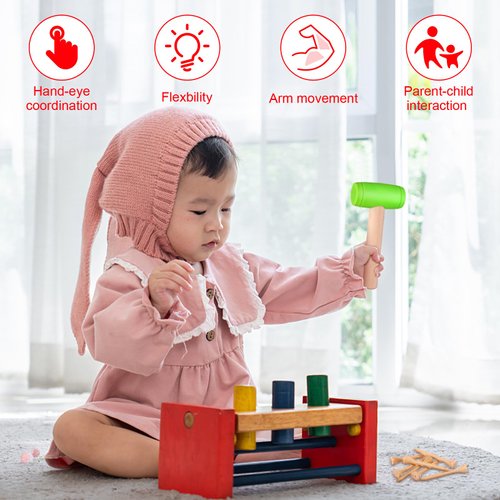 10Pcs Hammer Toys with 100Pcs Small Wooden Hammer Simulation Fake Hammer Maintenance Tools,Toy Hammer Plastic Toddler Claw Hammer Portable Toys Pretend Play Fake Mallet Hammer for Boys Girls