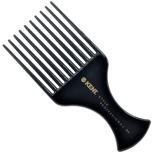 Kent SPC86 Hair Comb, Salon-Style, Pick and Barber Comb for Curly Hair and Afro Parting, Hair Care Comb for Thick Hair, Professional Quality, Rubberized Finish, 220 mm, Black, Unisex