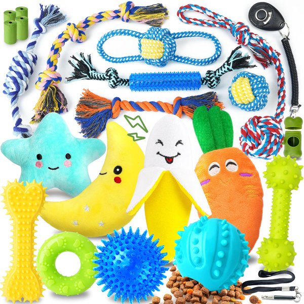 Eefitoys Puppy Toys-23 Pack Interactive Dog Toys, Puppy Teething Dog Chew Toys for Small Dogs with Rope Toys, Dog Squeaky Toys & Dog Treat Balls