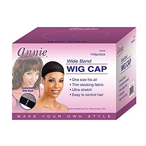 Annie Wide Band Wig Cap, Black, 144 Count