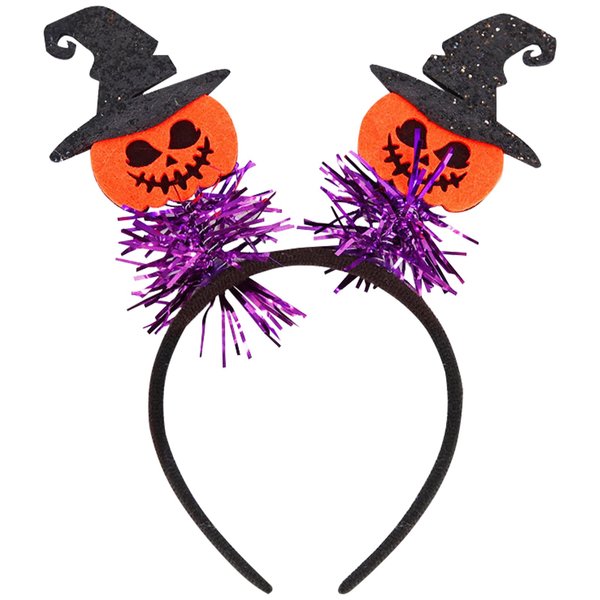 Xepeelo Orange Pumpkin Headbands Halloween Glitter Hair Hoop Black Witch Hat Pumpkin Hair Band Purple Ribbon Headband Design Women Adult Hair Accessories for Halloween Makeup Party(2 pumpkin)
