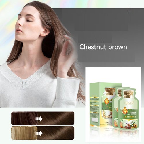HUANG YI Natural Plant Hair Dye, Natural Plant Hair Dye, New Botanical Bubble Hair Dye 20ML 10Packs/Box. (Chestnut Brown)