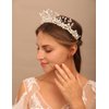 YERTTER Vintage Wedding Pearl Beads Crystal Tiara Hair Crown Handmade Bride Hair Band Bridal Greek Goddess Pearl Head Pieces for Wedding Prom Birthday Party (White)