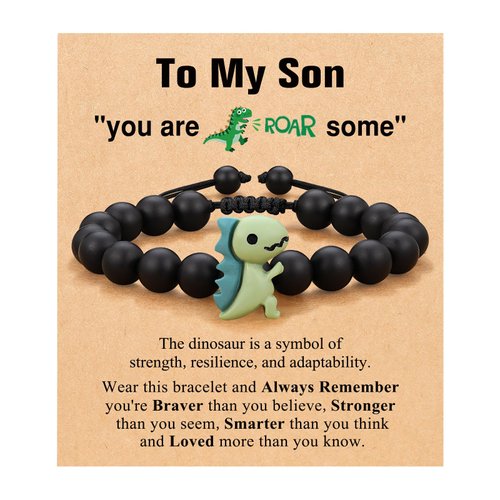 ORISPRE To My Son Bracelet Gifts from Mom Dad Easter Basket Stuffers Gifts for Kids Christmas Valentines Day Birthday Gifts for 3 4 5 6 7 8 Year Old Boys Ideas Decorations Dinosaur