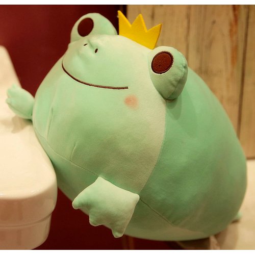 Plush Frog Stuffed Animal Frog with Crown Hugging Pillow Froggy Plushies Throw Pillow Froggie Anime Gift for Kids and Lovers in Birthday,Valentine's Day,Christmas (Green, 14-Inch)