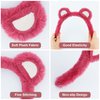 WHAVEL 2 Pcs Plush Animal Ears Headband, Cute Bear Costume Face Wash Hair Accessories for Adult Women Kids (Pink, Rose)