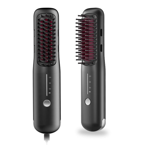 Porta Cordless Hair Straightener Brush, NOVUS Portable Straightening Brush for Travel, Mini Ionic Hot Comb Straightener for Women, Lightweight & Mini to Carry Out, USB Rechargeable, Anti-Scald