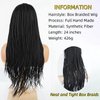 MISS FANCY 24 Inch Box Braided Wigs for Black Women 13x4 Lace Front Wig Twist Dreadlock Afro Curly Black Wigs Handmade Synthetic Cornrow Braided Knotless Pre-plucked Wigs with Baby Hair