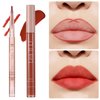 Lea ll U Lip Liner & Lip Glaze Set, Waterproof Smooth Lip Liner, Long Lasting Matte Lip Glaze, Velvet Lip Glow, 2 Pcs, Nude Lipstick, 5 Colors (05#Honey Peach Milk Tea)