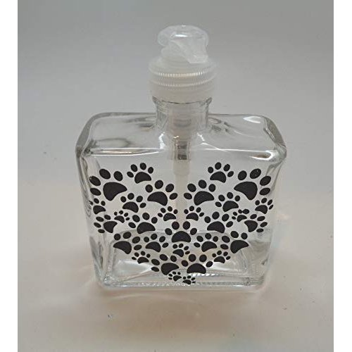 Hand painted Heart Paw Print Soap or Lotion Dispenser