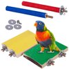 Petsvv 4 PCS Bird Perch Stand Toy, Wood Parrot Perch Stand Platform Paw Grinding Stick, Cage Accessories Exercise Toys Budgies Parakeet Cockatiel Conure Hamster Gerbil Rat Mouse