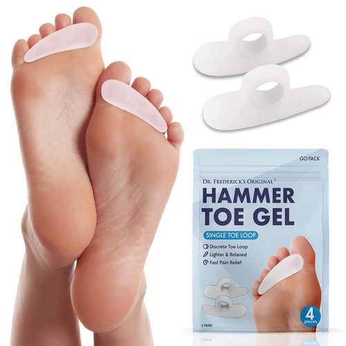 Dr. Frederick's Original Hammer Toe Gels - 4pcs - Support Crest for Women & Men - Joint Realign - Cushion, Support & Temporary Splint - Crooked, Claw, Diabetic Brace - One Loop Design