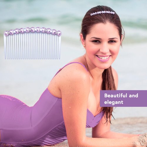 MARY LAVENDER Side Hair Comb with Pearls Rhinestone for Women Hold Bangs Hair Twist Clips, French Twist Hair Pin Decorative Hair Accessories for Girls Kids 5pcs