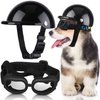 Small Dog Helmet Goggles Motorcycle Helmet UV Protection Doggy Sunglasses Pet Dog Glasses Safety Hat with Adjustable Belt Windproof Snowproof Eye Head Protection for Puppy Riding, S Size