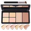 6 Colors Correcting Concealer Cream Contour Palette,Long Lasting Concealer Cream Makeup Palettes with Concealer Brush,Multi-purpose Contouring Liquid Foundation Makeup Kit