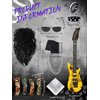 Mepase 12 Pcs 80s Rocker Costume for Men Including Hippie Wig, Sunglasses, Pants Chain, Bracelet, Headband, Tattoo Sleeve, Biker Glove and Guitar Props Punk Party Accessories