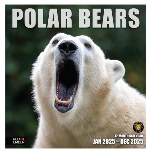 RED EMBER Polar Bears 2025 Wall Calendar 12 Month | 12" x 24" Open | Thick & Sturdy Paper | Giftable | Calendar 2025