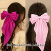 ANBALA Satin Ribbon Hair Accessories Set - 6 PCS Long Tailed Bowknot Hair Clips and Barrettes for Women and Girls (Pink, Hot Pink)