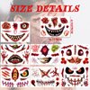 8 Sheets Halloween Face Tattoo Stickers, Horror Realistic Eyeball Handprint Bloody Wound Stitch Scar Scab Waterproof Temporary Face Tattoo Sticker for Halloween Masquerade Prank Makeup Props