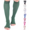 Doc Miller Open Toe Compression Socks Women and Men, 20-30 mmHg Toeless Compression Socks Women, Support Circulation Shin Splints and Calf Recovery, Varicose Veins, 1 Pair (Dark Green, Small)