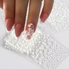 30 Sheets White Flower Nail Art Stickers, White Flower with Rhinestones Designs Nail Decals 3D Self Adhesive Nail Stickers Nail Art Supplies White Flower Stickers for Nails Decorations