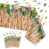 PIXHOTUL 4 Pack Hawaiian Luau Grass Tablecloths, Hawaii Luau Table Skirt Party Decorations, Tropical Palm Tablecover for Summer Beach BBQ Tropical Ahola Party Baby Shower, 86 x 51in (4)