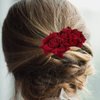 Uonlytech Black Hair Clips Bride Wedding Hair Comb, Rose Flower Hair Comb Floral Hair Clip Bridal Headpiece Floral Hair Accessories for Women Girls Bride, Wine Red Womens Hair Clips