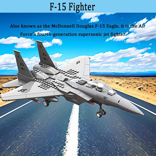 KERHENE Military F-15 Eagle Fighter Jet Compatible with Lego, 270 Pieces Toy Plane for Kids 10+ and Adults, Army Airplane Toys for Military Fans