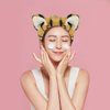 yueton 1 Pack Cute Tiger Face Wash Headband Hairband Cartoon Makeup Headbands Coral Fleece Elastic Headband for Washing Face Beauty