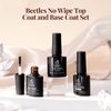 Beetles Gel Top Coat Base Coat Set for Gel Nail Polish, 3Pcs No Wipe Base Gel Matte & Shiny Top Coat, Long Lasting High Gloss and Matte Effects Soak off Uv Led Gel DIY at Home