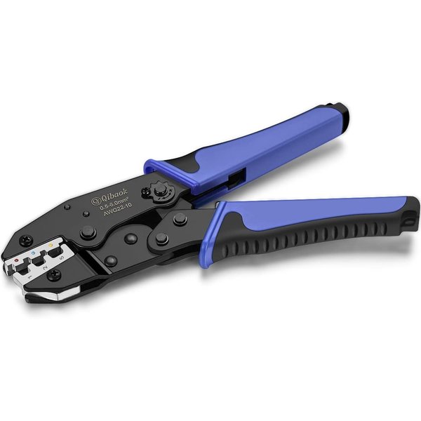 Qibaok Crimping Tool Ratcheting Wire Crimper for Heat Shrink Connectors Ratchet Terminal Crimper Wire Crimp Tool AWG 22-10